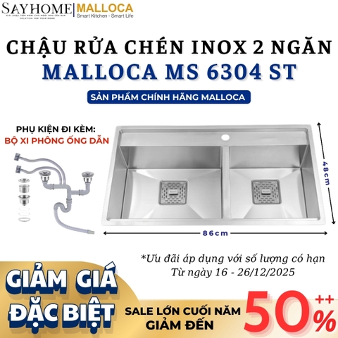 Chậu rửa chén inox MALLOCA MS 6304 ST - Hàng chính hãng