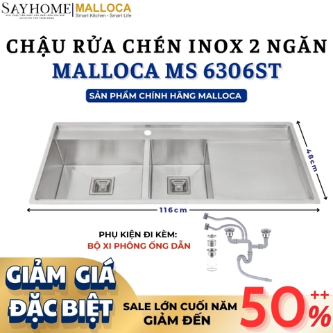 Chậu rửa chén inox MALLOCA MS 6306ST - Hàng chính hãng