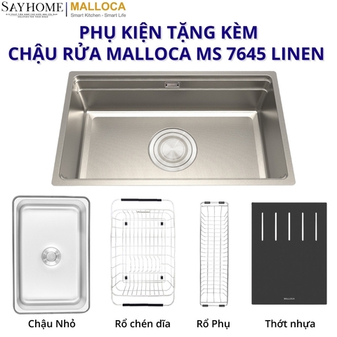 Chậu rửa chén inox MALLOCA MS 7645 LINEN - Hàng chính hãng