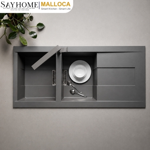 Chậu rửa chén bát đá Granite 2 hố MALLOCA SMART K-500 tại Thành phố Hồ Chí Minh