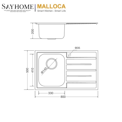 Chậu rửa chén inox MALLOCA MS 1017 NEW  ECO - Hàng chính hãng