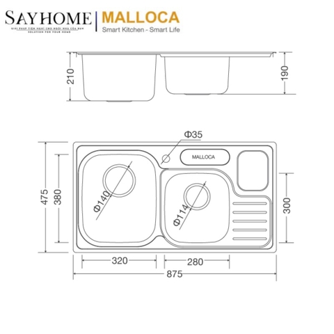 Chậu rửa chén inox MALLOCA MS 1024 - Hàng chính hãng