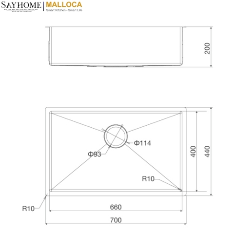 Chậu rửa chén inox Malloca MS 6070 tại thành phố Hồ Chí Minh