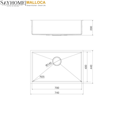 Chậu rửa chén inox MALLOCA MS 6074 - Hàng chính hãng