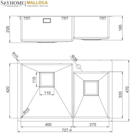 Chậu rửa chén inox Malloca MS 620T tại thành phố Hồ Chí Minh