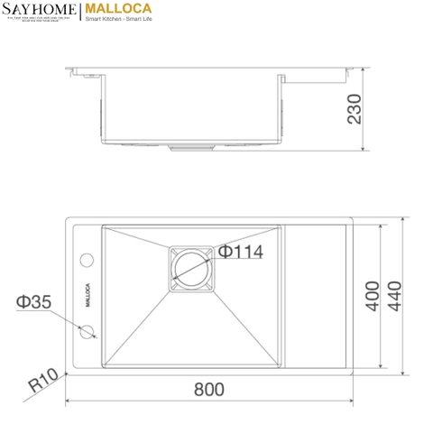 Chậu rửa chén inox Malloca MS 6303 WST tại thành phố Hồ Chí Minh