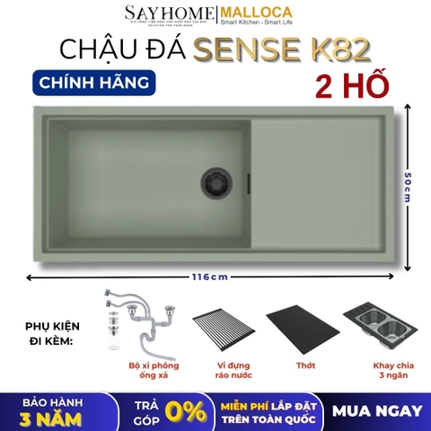 Chậu rửa chén bát đá Granite 1 hố MALLOCA Sense K82 1m16 - Chính hãng