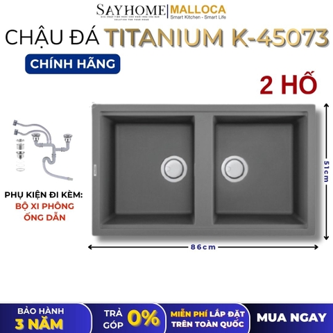 Chậu rửa chén bát đá Granite 2 hố MALLOCA TITANIUM K-45073 - Chính hãng