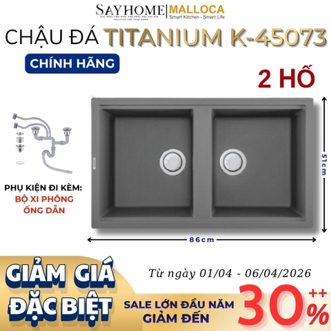 Chậu rửa chén bát đá Granite 2 hố MALLOCA TITANIUM K-45073 - Chính hãng