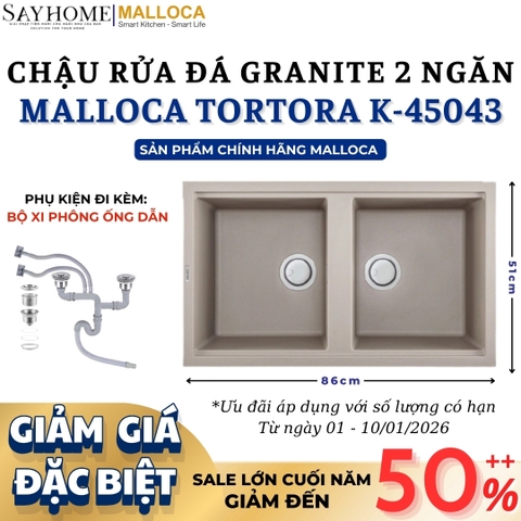 Chậu rửa đá MALLOCA TORTORA K-45043 2 ngăn - Hàng chính hãng