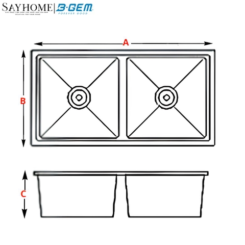 Chậu rửa chén bát 2 hố inox 304 B-GEM BG - 8346AT, BG - 9045AT 83/90cm tại thành phố Hồ Chí Minh