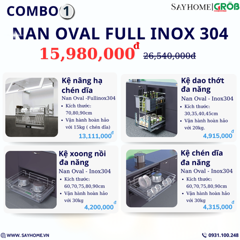 COMBO Phụ kiện tủ bếp cao cấp GROB - Combo 1