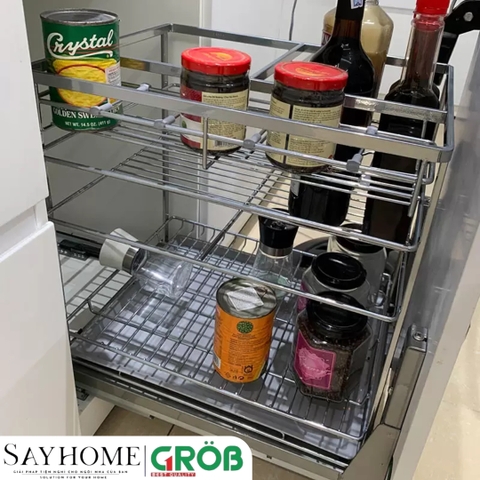 Kệ gia vị GROB CS-20B/25B/30B/35B/40B đa năng inox mạ Crom, nan vuông - Hàng chính hãng GROB