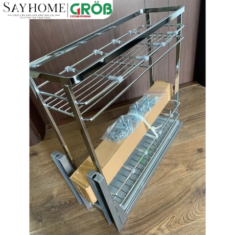 Kệ gia vị GROB CS-20B/25B/30B/35B/40B đa năng inox mạ Crom, nan vuông - Hàng chính hãng GROB