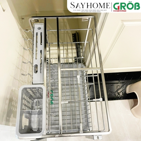Kệ đựng dao thớt GROB CS304-20/25/30/35/40 NEW đa năng inox 304, nan vuông - Hàng chính hãng GROB