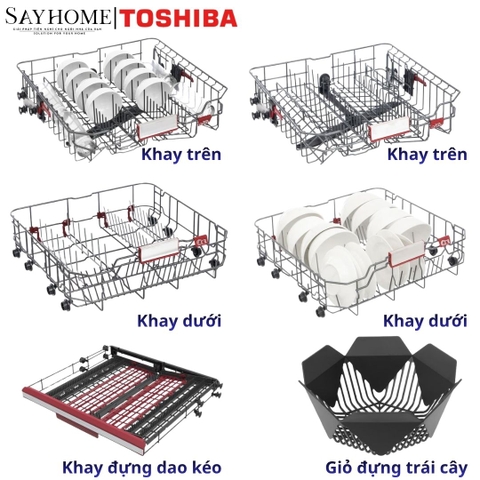 Máy rửa chén TOSHIBA ORIGINCLEAN™ DW-15F7(G)-VN 15 bộ đồ ăn Châu Âu - Bảo hành chính hãng 3 năm