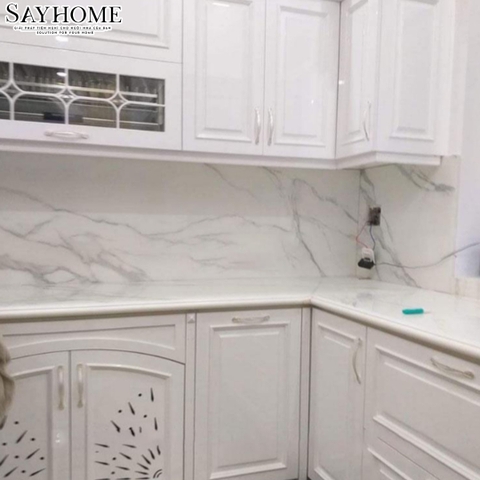 Đá Marble trắng sứ vân mây