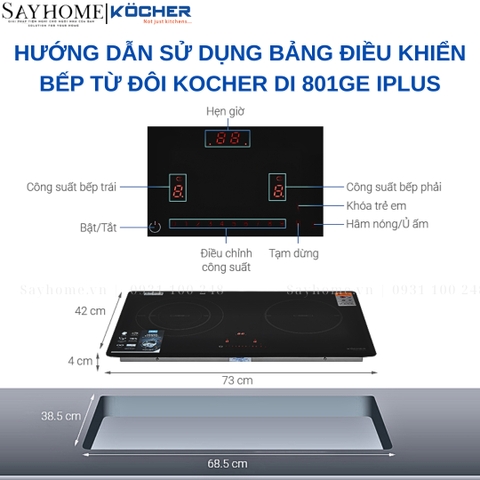 Bếp từ đôi  Kocher DI 801GE IPLUS -  Bảo hành 3 năm