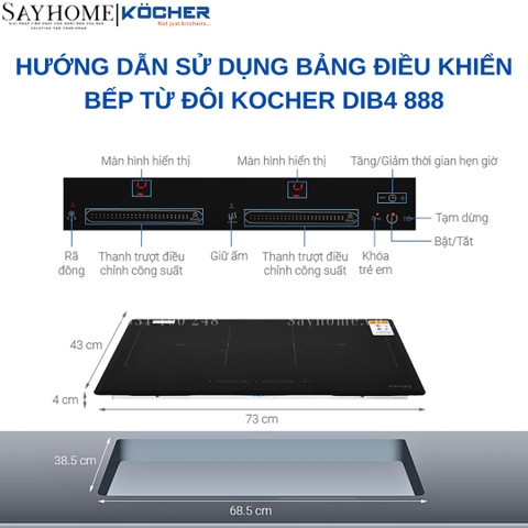 Bếp từ đôi Kocher DIB4 888  -  Bảo hành 3 năm