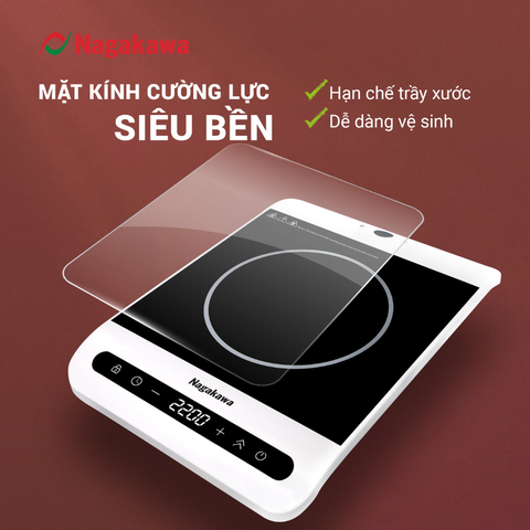 Bếp từ Nagakawa NAG0712 (2200W) điều khiển cảm ứng 2 hướng - Hàng chính hãng