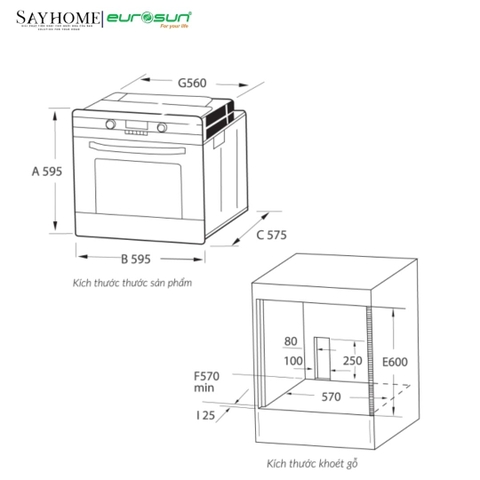 Lò nướng âm tủ EUROSUN EOV65D/EOV65DE 65 lít tại thành phố Hồ Chí Minh