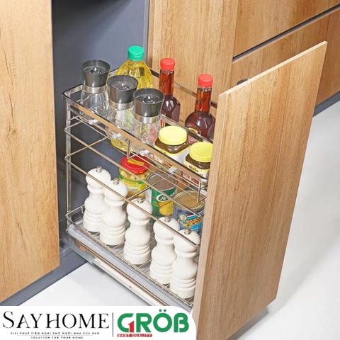 Kệ gia vị GROB GC304-20B/25B/30B/35B/40B đa năng inox SUS304, nan dẹt - Hàng chính hãng GROB