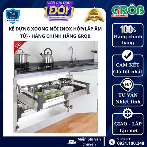 Kệ xoong nồi đa năng inox hộp GROB - Âm tủ