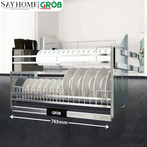 [NEW 2024] Giá bát nâng hạ GROB C1C304-170/180/190 inox full 304 nan dẹt - Hàng chính hãng GROB