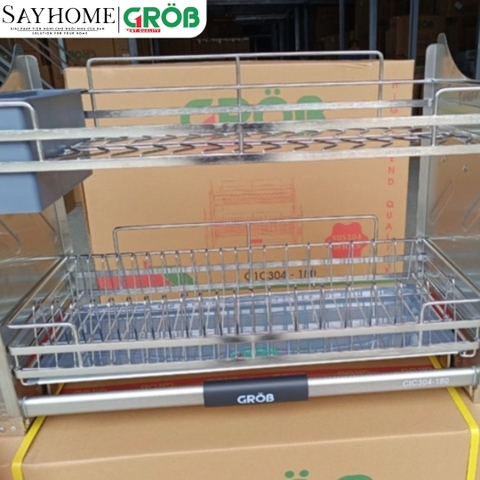 Giá bát nâng hạ GROB C1C304-170/180/190 inox full 304 nan dẹt - Hàng chính hãng GROB