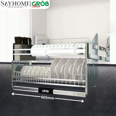 [NEW 2024] Giá bát nâng hạ GROB C1C304-170/180/190 inox full 304 nan dẹt - Hàng chính hãng GROB