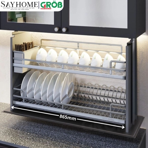 Giá bát nâng hạ GROB C1E.70/80/90 cảm ứng điện lên xuống inox SUS304, nan Oval - Hàng chính hãng GROB