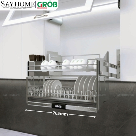 [NEW 2024] Giá bát nâng hạ GROB GO304-170NEW/180NEW/190NEW inox 304 nan Oval - Hàng chính hãng GROB