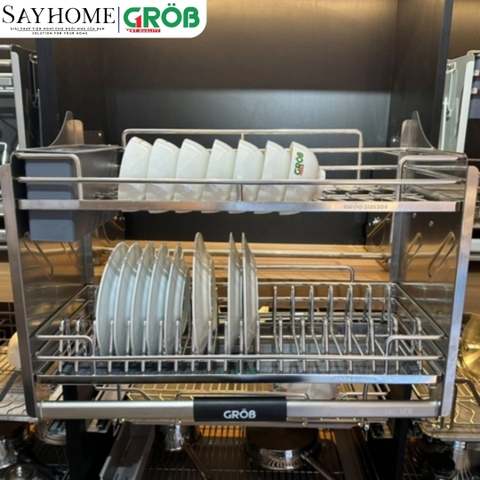 Giá bát nâng hạ GROB GO304-170NEW/180NEW/190NEW inox 304 nan Oval - Hàng chính hãng GROB