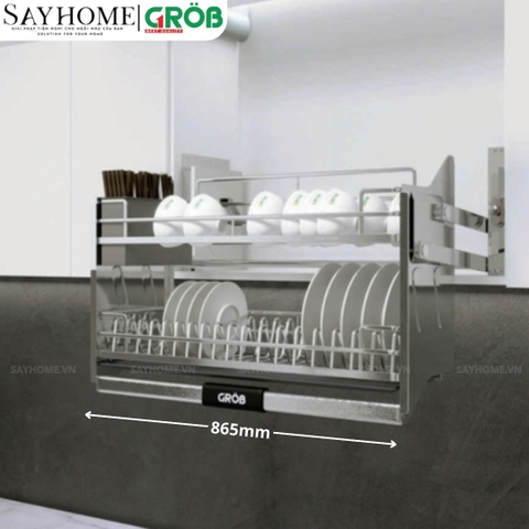 [NEW 2024] Giá bát nâng hạ GROB GO304-170NEW/180NEW/190NEW inox 304 nan Oval - Hàng chính hãng GROB