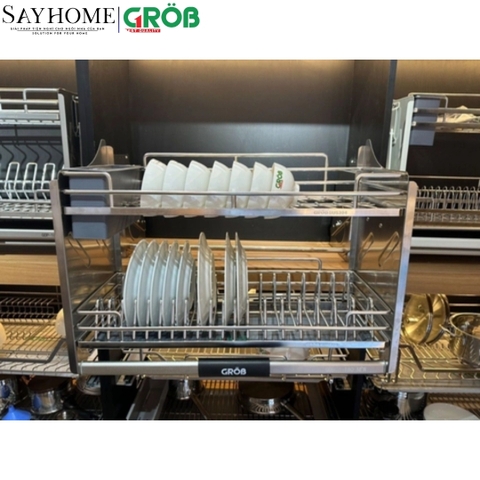 Giá bát nâng hạ GROB GO304-170NEW/180NEW/190NEW inox 304 nan Oval - Hàng chính hãng GROB