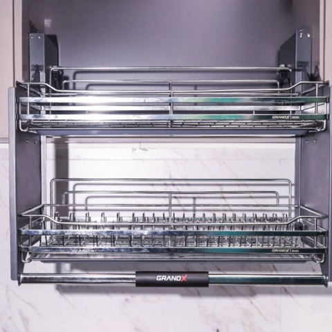 GIÁ BÁT NÂNG HẠ 2 TẦNG NAN DẸT, INOX SUS304 GRAND X XL.60S2 - sayhome