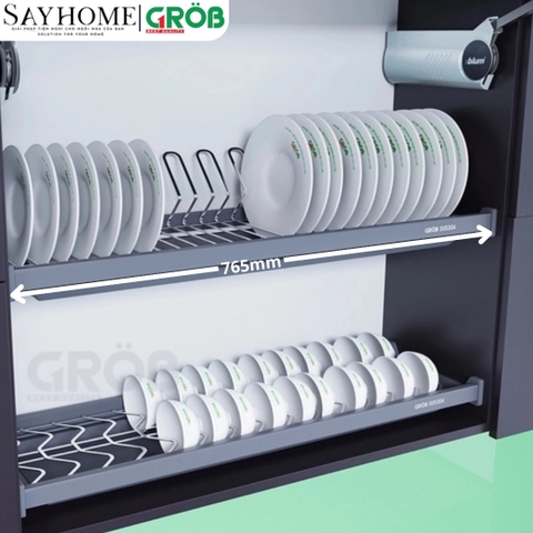 Giá chén bát cố định GROB GO304-H160/H170/H180/H190 inox 304, nan Oval - Hàng chính hãng Grob