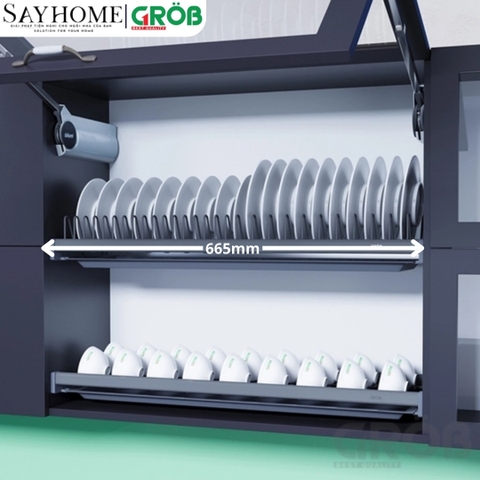 Giá chén bát cố định GROB GP-H160/H170/H180/H190 hợp kim phủ Nano - Hàng chính hãng GROB