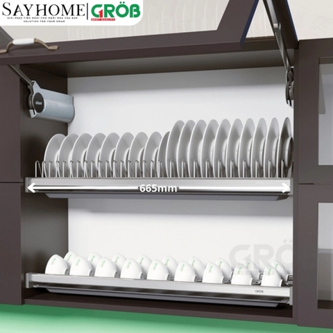 Giá chén bát cố định GROB GS- 160/170/180/190 2 tầng Inox mạ crom - Hàng chính hãng GROB