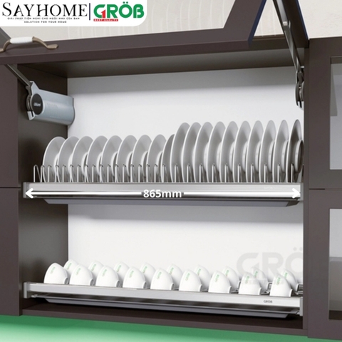 Giá chén bát cố định GROB GS- 160/170/180/190 2 tầng Inox mạ crom - Hàng chính hãng GROB