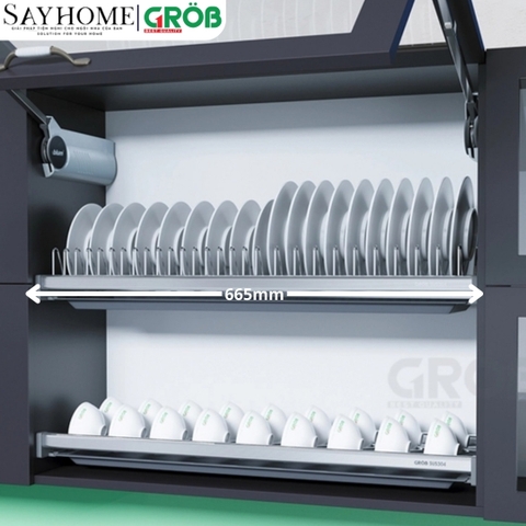 Giá chén bát cố định GROB GS304-160/170/180/190 inox SUS304 - Hàng chính hãng GROB