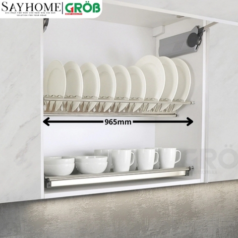 Giá chén bát cố định GROB U-160/170/180/190/1000 inox dạng chữ V - Hàng chính hãng GROB