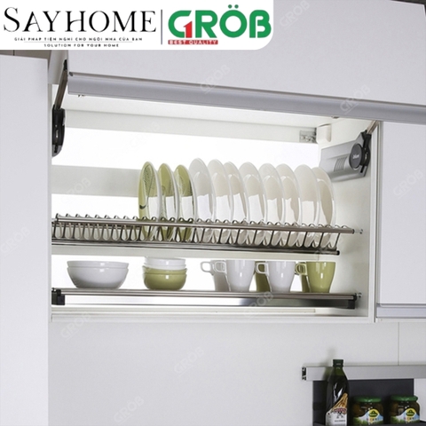 Giá chén bát cố định GROB U-160/170/180/190/1000 inox dạng chữ V - Hàng chính hãng GROB
