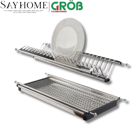 Giá chén bát cố định GROB U-160/170/180/190/1000 inox dạng chữ V - Hàng chính hãng GROB