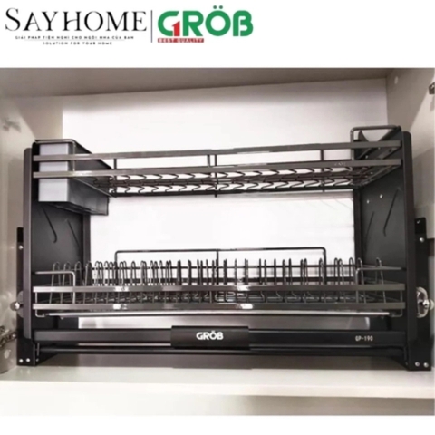 Giá chén bát GROB GP-160/170/180/190 nâng hạ hợp kim phủ Nano, nan dẹt - Hàng chính hãng GROB