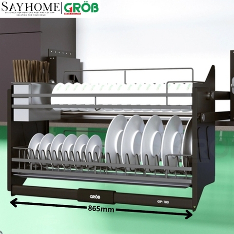 Giá chén bát GROB GP-160/170/180/190 nâng hạ hợp kim phủ Nano, nan dẹt - Hàng chính hãng GROB