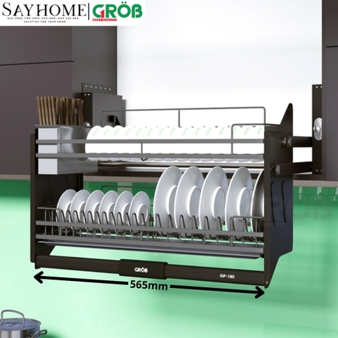 Giá chén bát GROB GP-160/170/180/190 nâng hạ hợp kim phủ Nano, nan dẹt - Hàng chính hãng GROB