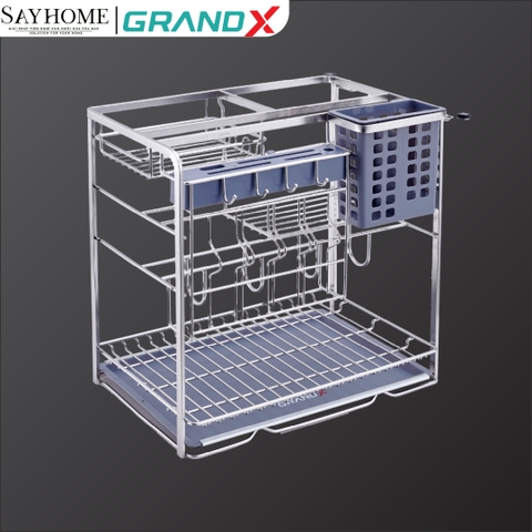GIÁ ĐỰNG CHAI LỌ GIA VỊ DAO THỚT, INOX SUS304 GRAND X XK.25S -SAYHOME