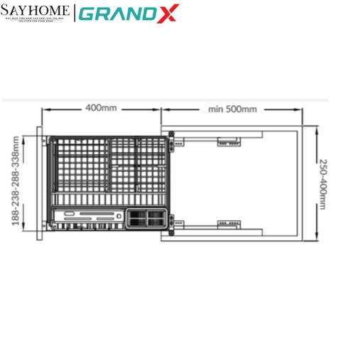 GIÁ ĐỰNG CHAI LỌ GIA VỊ DAO THỚT, INOX SUS304 GRAND X XK.25S -SAYHOME