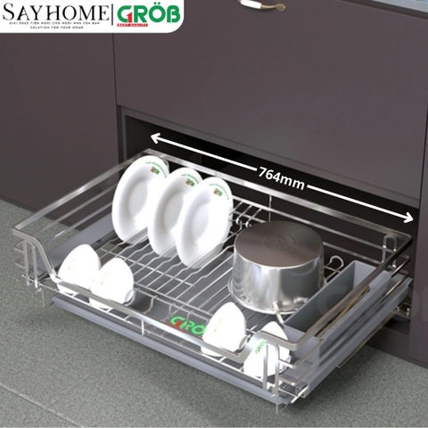 Giá đựng chén bát dĩa GROB C1O304.083.60/70/75/80/90 đa năng inox 304 GROB - Mix Oval - Hàng chính hãng